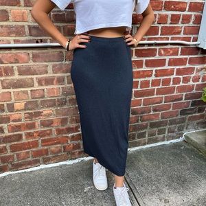 Navy Straight Midi Skirt